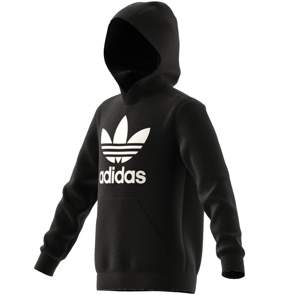 Unisex Kids Trefoil Hoodie, Black, A901_ONE, large image number 12