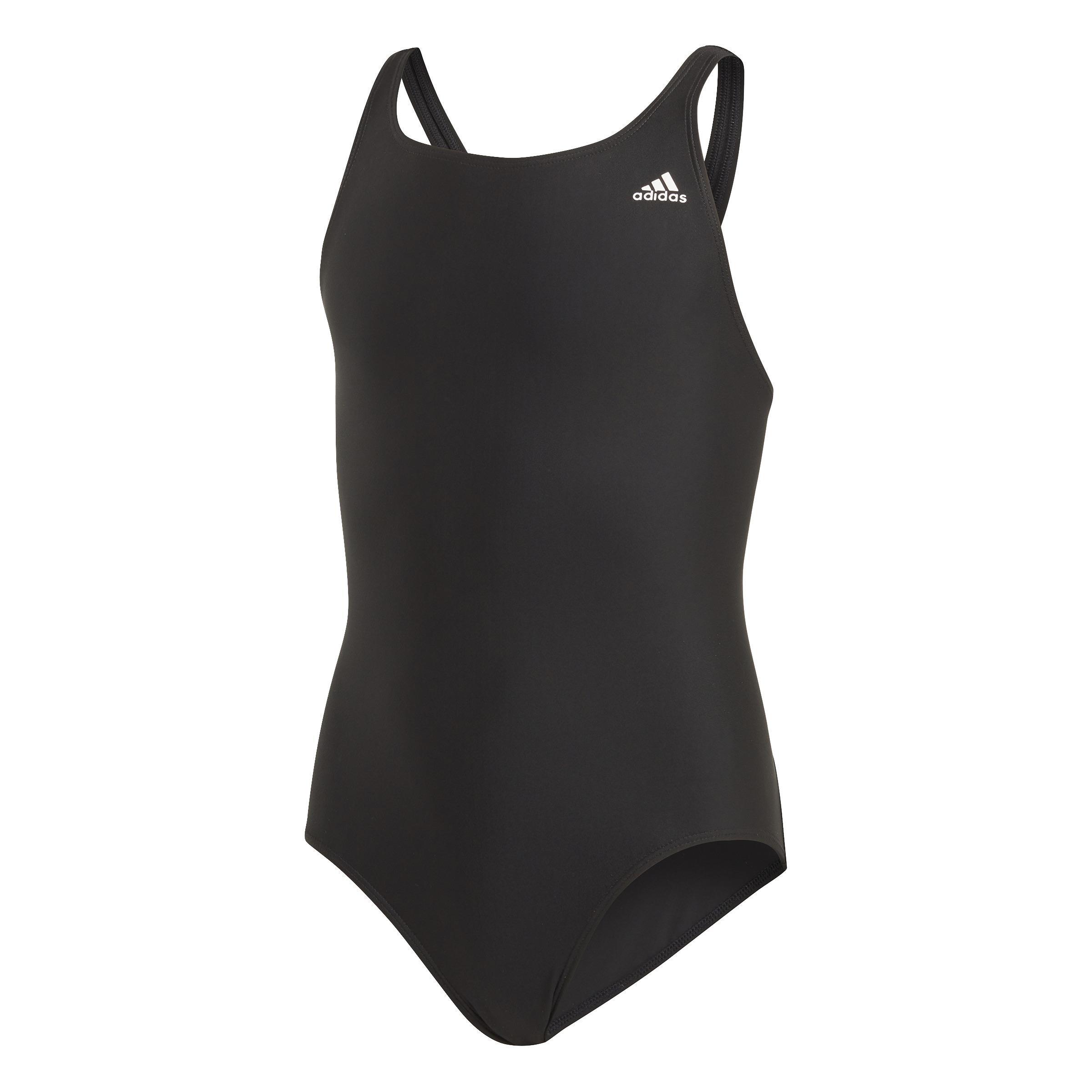 Kids Solid Fitness Swimsuit, Black, A901_ONE, large image number 1