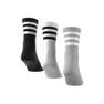 Unisex 3-Stripes Cushioned Crew Socks 3 Pairs, Grey, A901_ONE, thumbnail image number 1