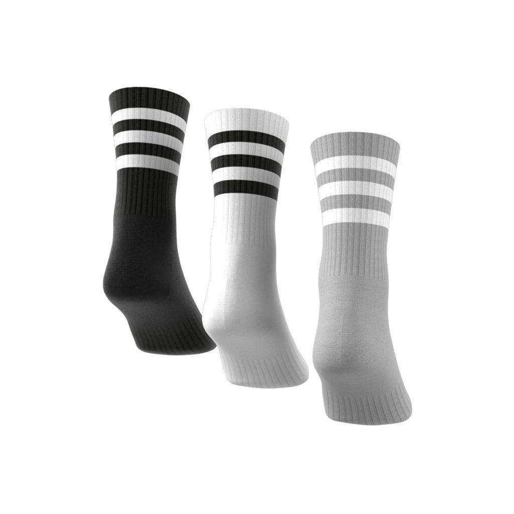 Unisex 3-Stripes Cushioned Crew Socks 3 Pairs, Multicolour, A901_ONE, large image number 1