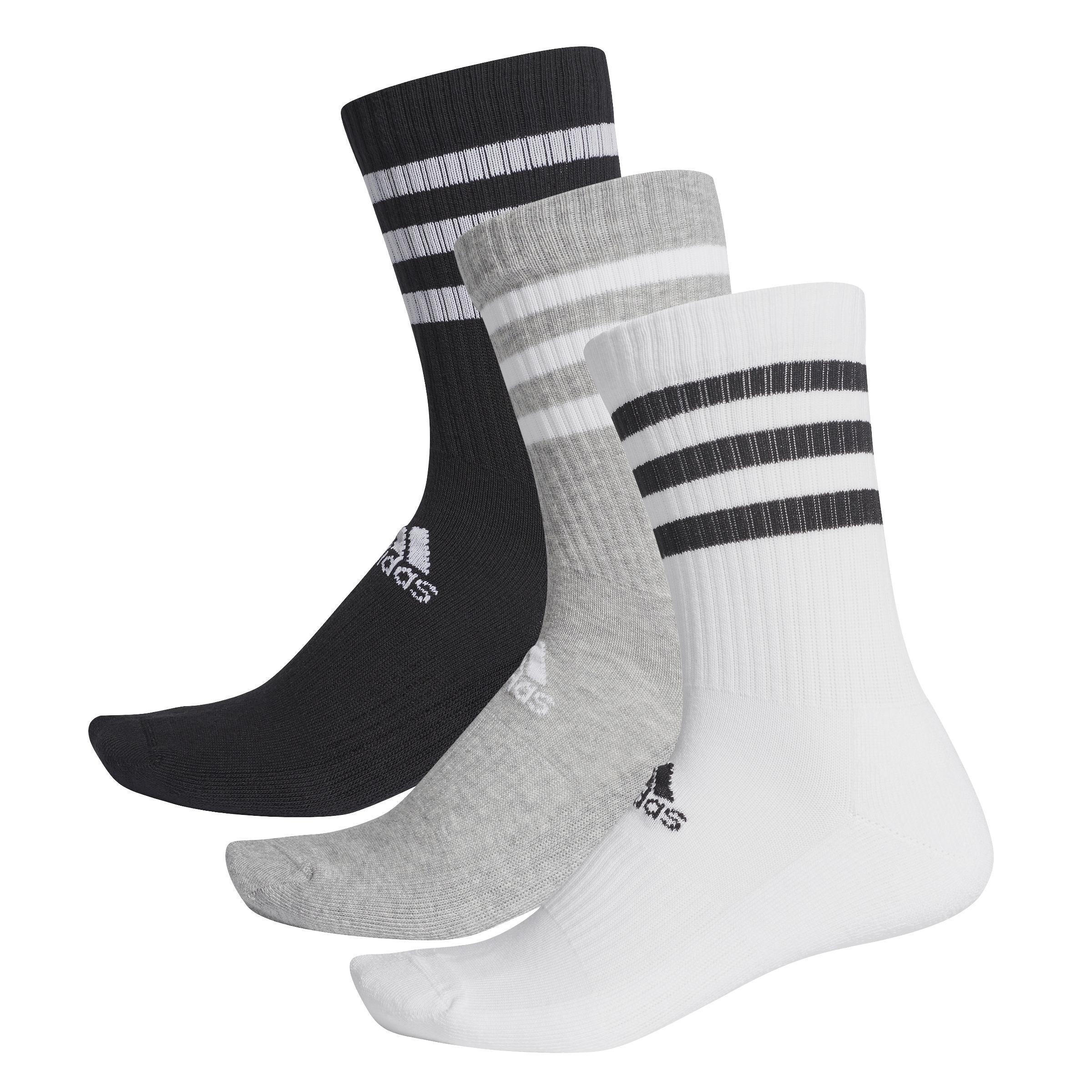 Unisex 3-Stripes Cushioned Crew Socks 3 Pairs, Multicolour, A901_ONE, large image number 4