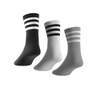 Unisex 3-Stripes Cushioned Crew Socks 3 Pairs, Grey, A901_ONE, thumbnail image number 5