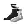 Unisex 3-Stripes Cushioned Crew Socks 3 Pairs, Grey, A901_ONE, thumbnail image number 6