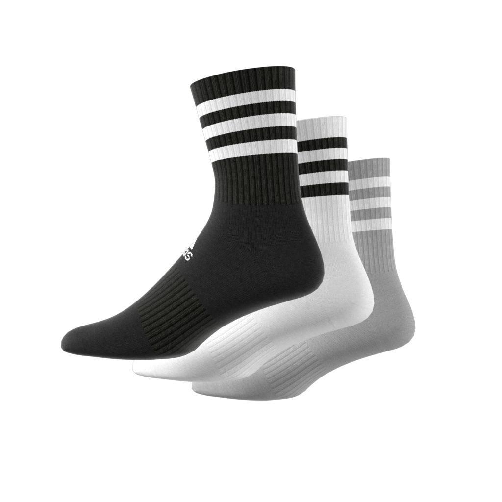 Unisex 3-Stripes Cushioned Crew Socks 3 Pairs, Multicolour, A901_ONE, large image number 6