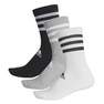 Unisex 3-Stripes Cushioned Crew Socks 3 Pairs, Grey, A901_ONE, thumbnail image number 7