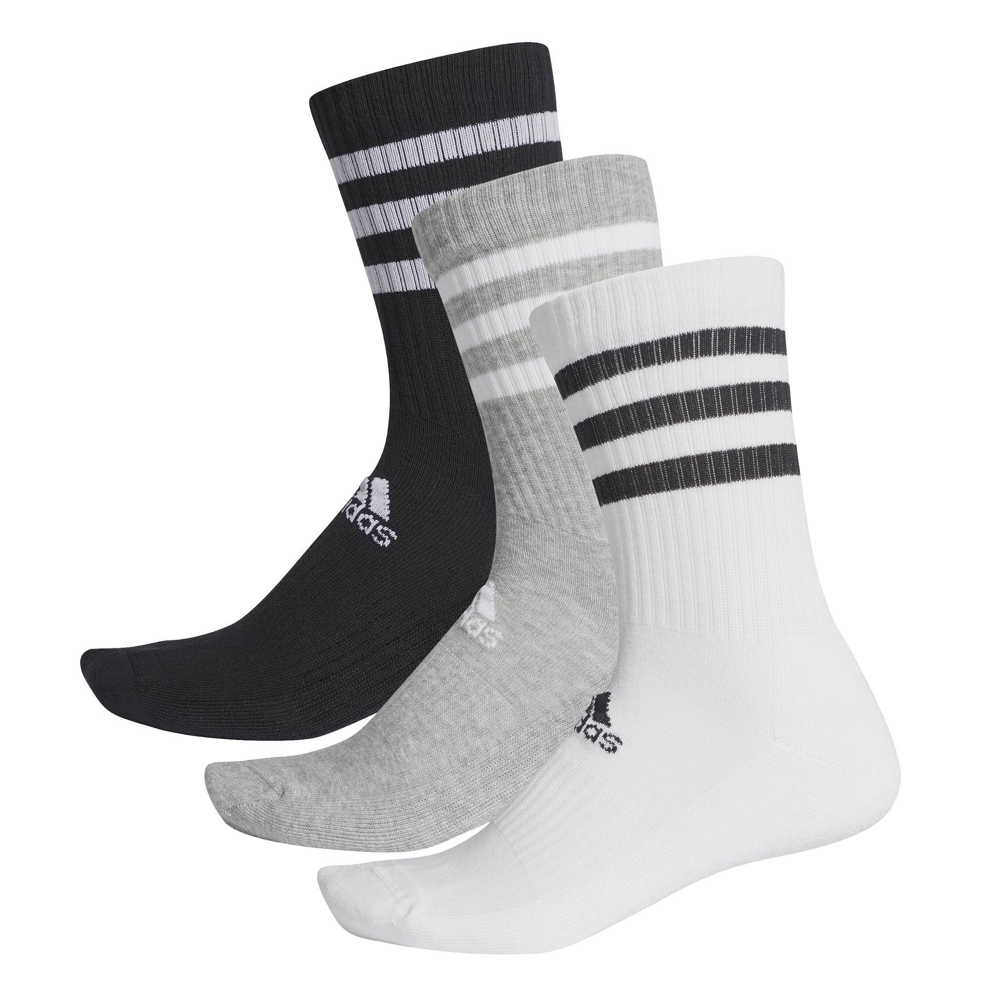 Unisex 3-Stripes Cushioned Crew Socks 3 Pairs, Multicolour, A901_ONE, large image number 7
