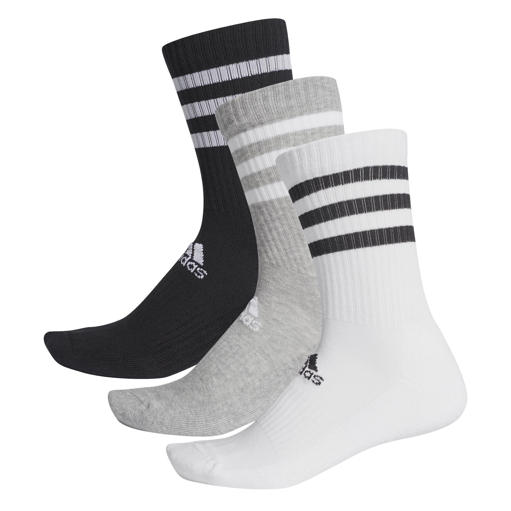 Unisex 3-Stripes Cushioned Crew Socks 3 Pairs, Multicolour, A901_ONE, large image number 8