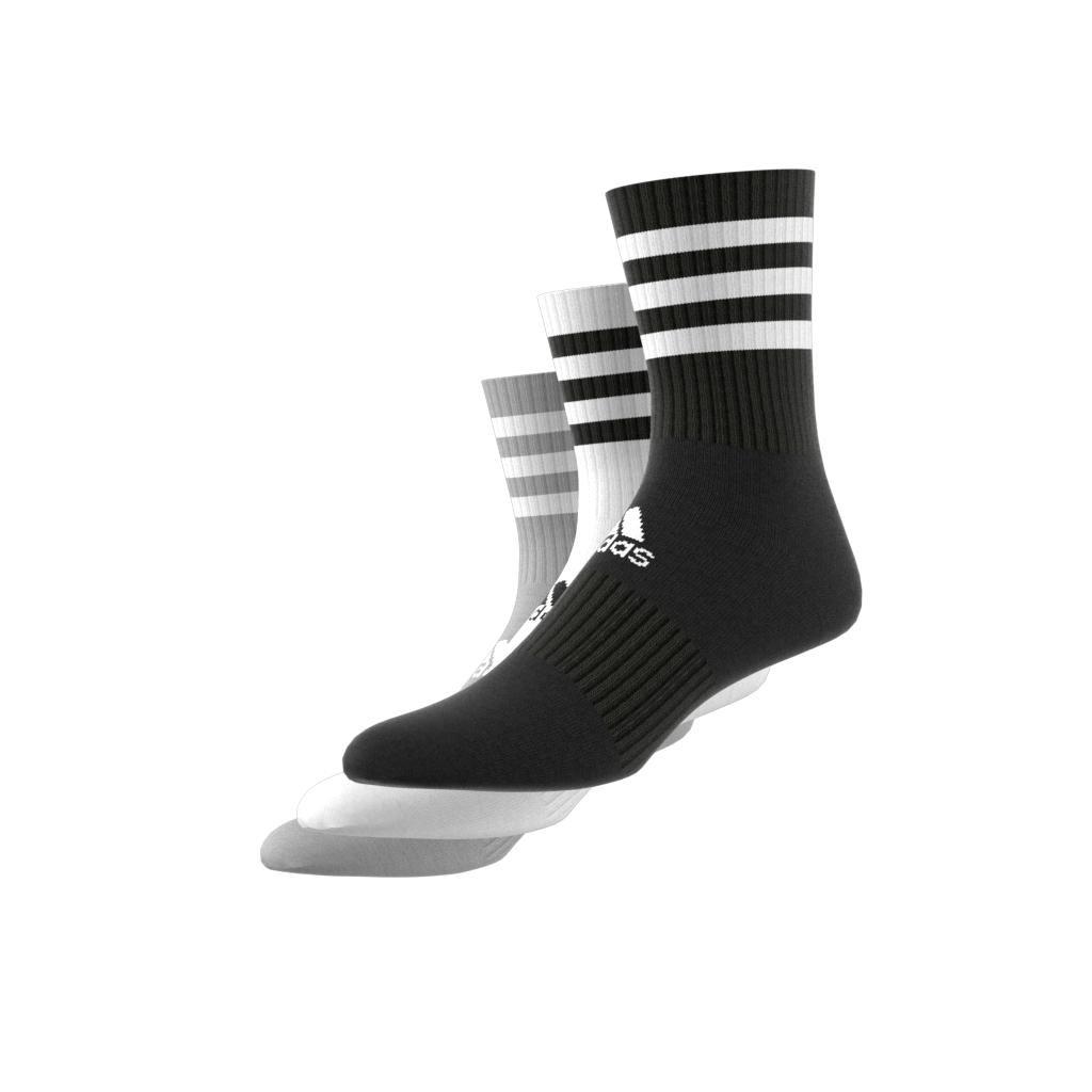 Unisex 3-Stripes Cushioned Crew Socks 3 Pairs, Multicolour, A901_ONE, large image number 9