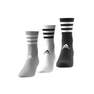 Unisex 3-Stripes Cushioned Crew Socks 3 Pairs, Grey, A901_ONE, thumbnail image number 10