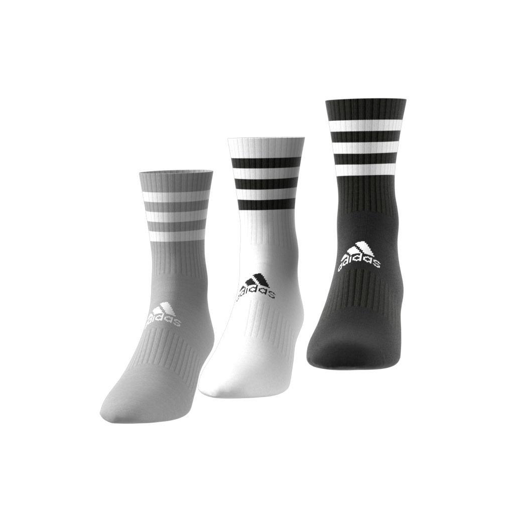 Unisex 3-Stripes Cushioned Crew Socks 3 Pairs, Multicolour, A901_ONE, large image number 10