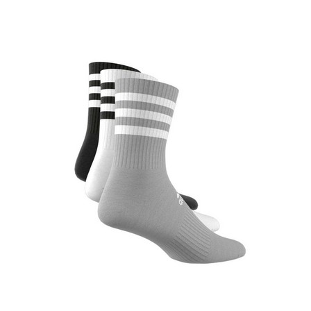 Unisex 3-Stripes Cushioned Crew Socks 3 Pairs, Grey, A901_ONE, large image number 11