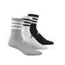 Unisex 3-Stripes Cushioned Crew Socks 3 Pairs, Grey, A901_ONE, thumbnail image number 12