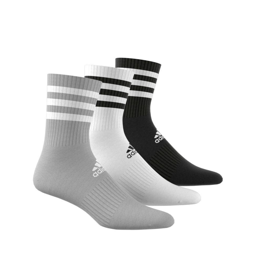 Unisex 3-Stripes Cushioned Crew Socks 3 Pairs, Multicolour, A901_ONE, large image number 12