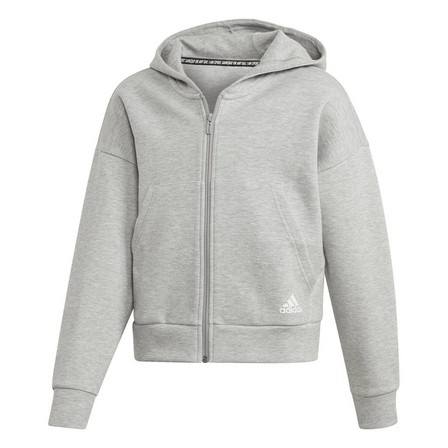 Kids Girls Must Haves 3-Stripes Hoodie, Grey, A901_ONE, large image number 0