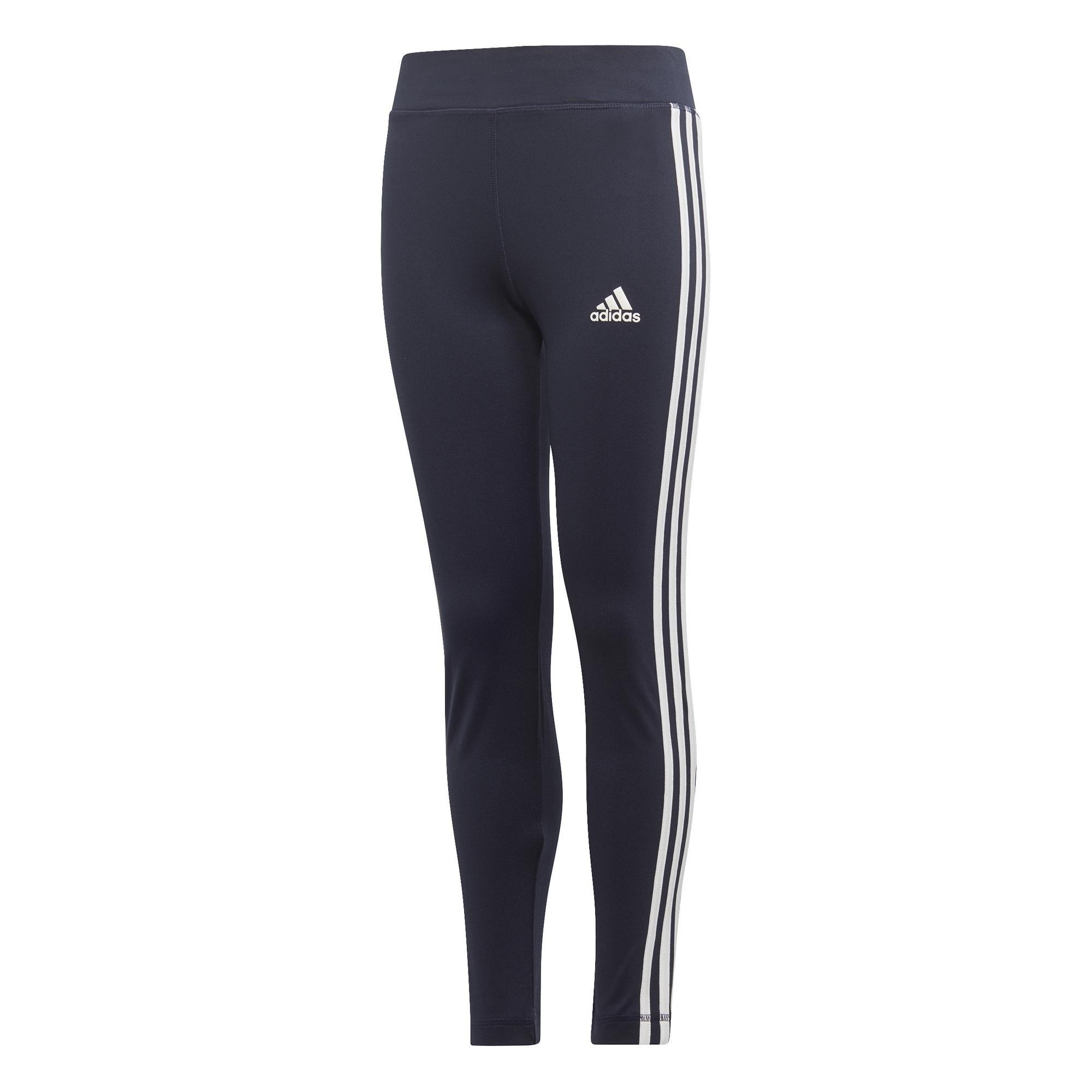 Kids Girls Training Equipment 3-Stripes Leggings, Navy, A901_ONE, large image number 0