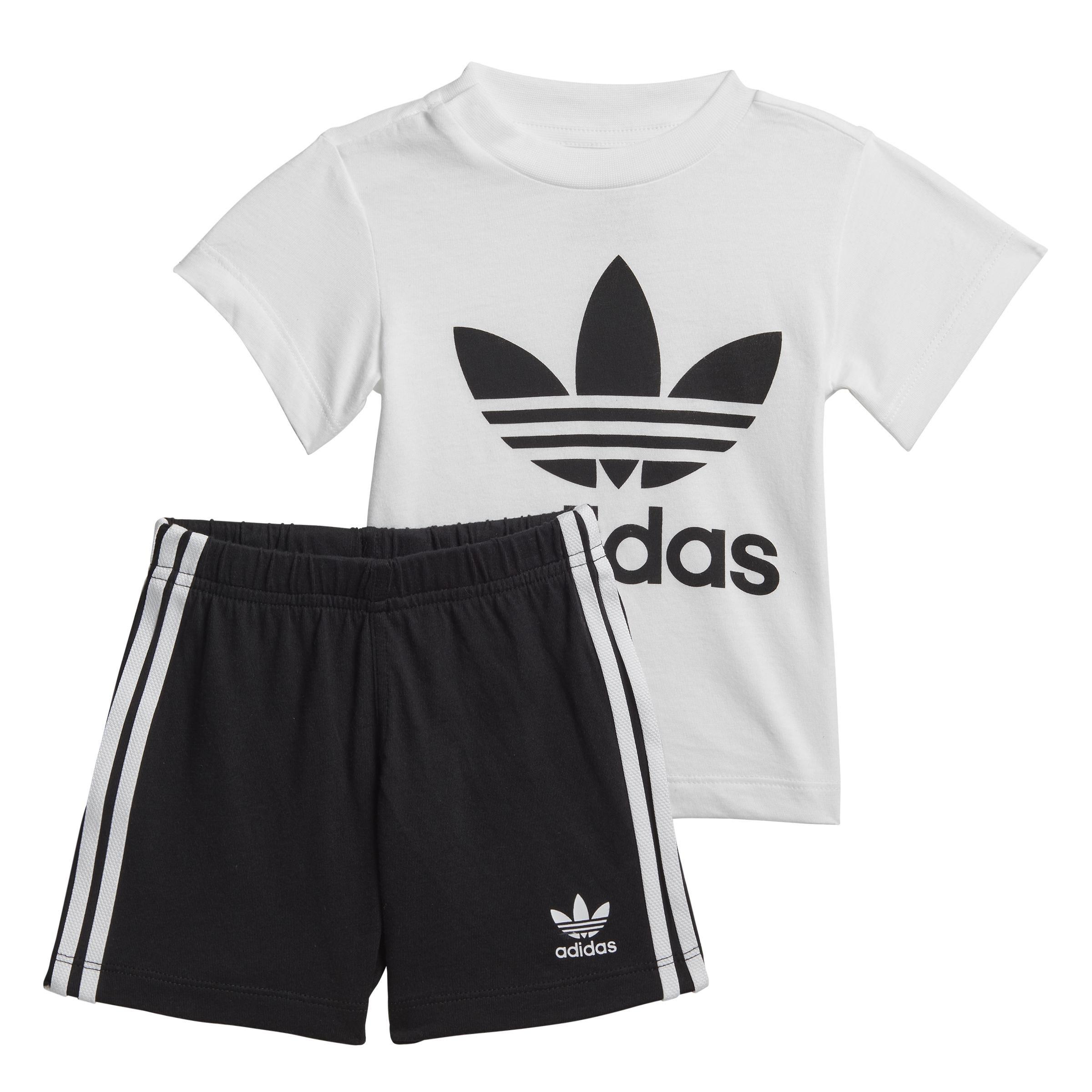 Unisex Kids Trefoil Shorts Tee Set, White, A901_ONE, large image number 0