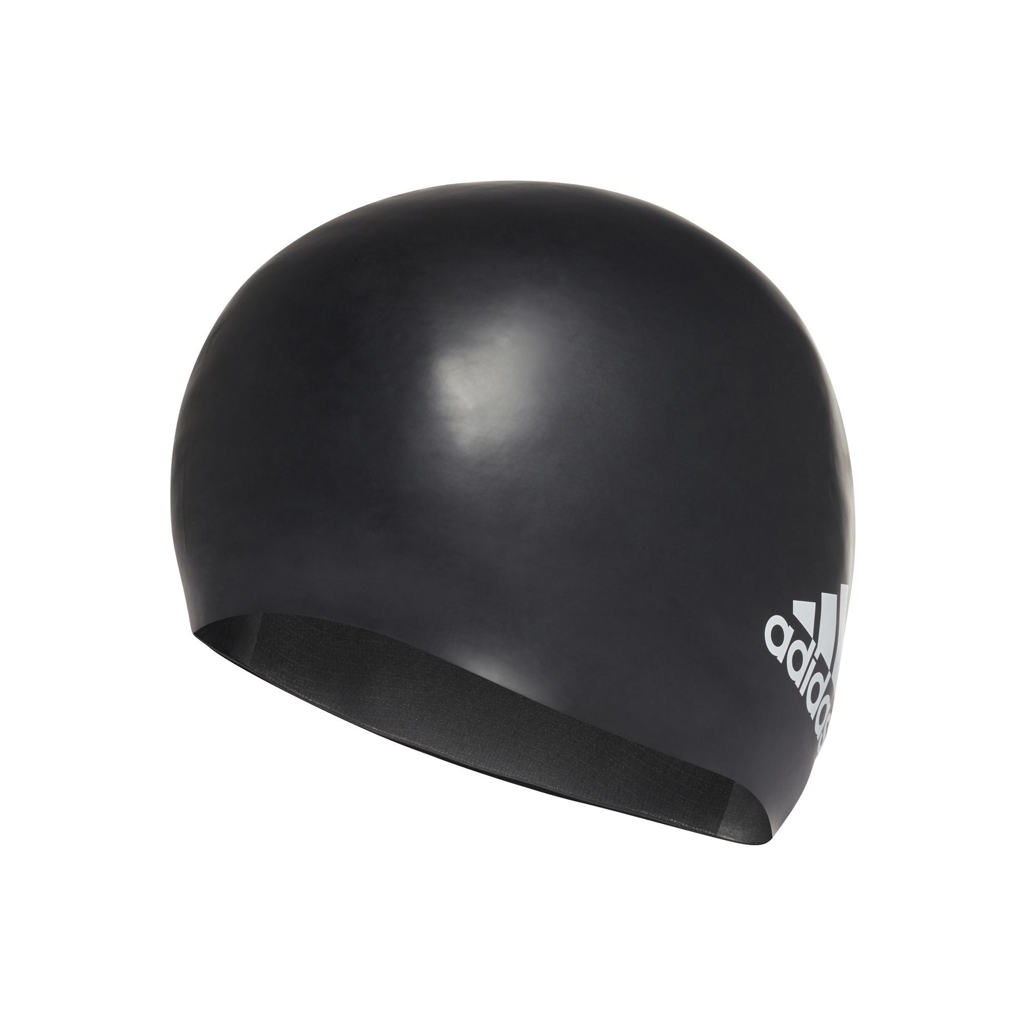 Unisex Silicone Logo Swim Cap, Black, , large image number 0