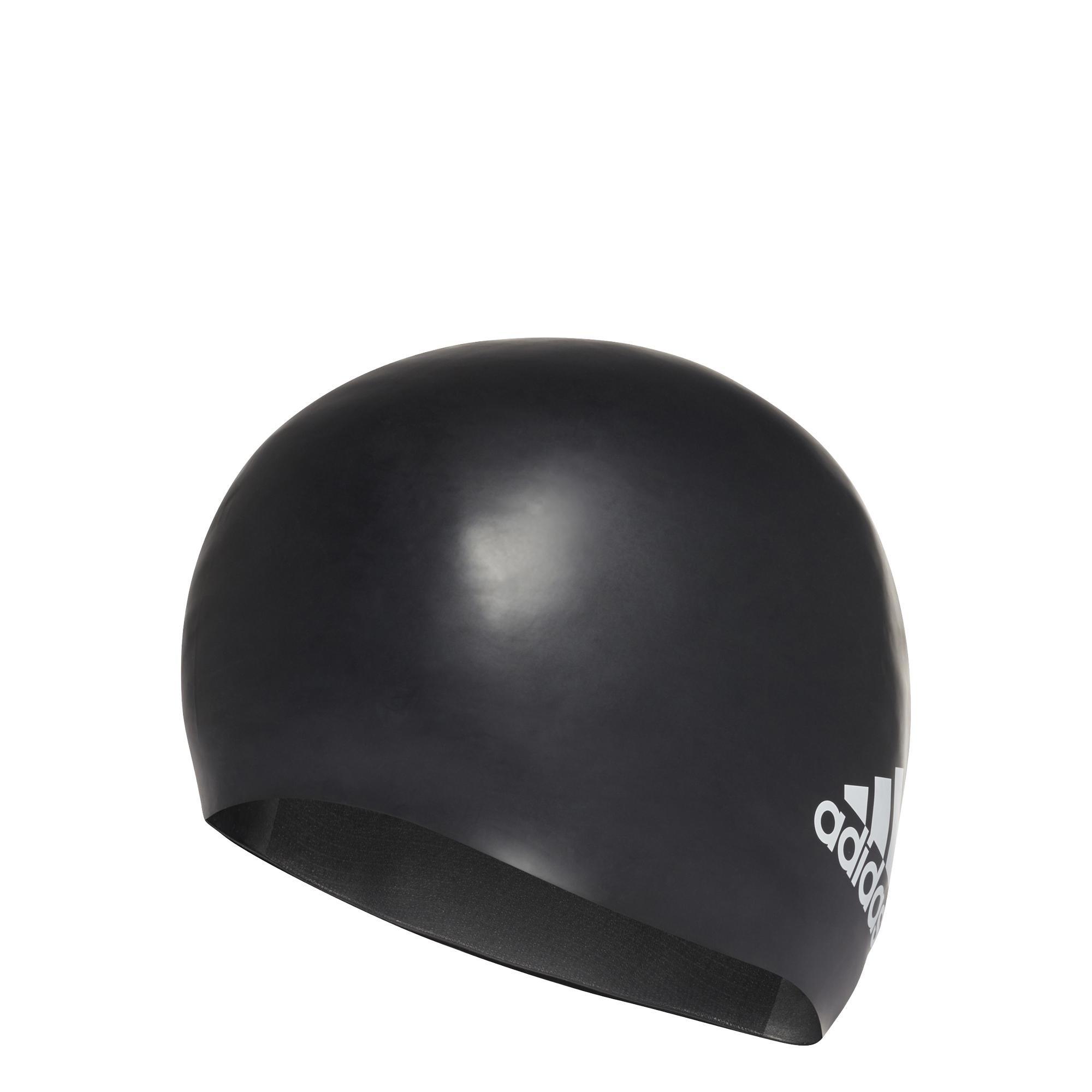 Unisex Silicone Logo Swim Cap, Black, , large image number 2