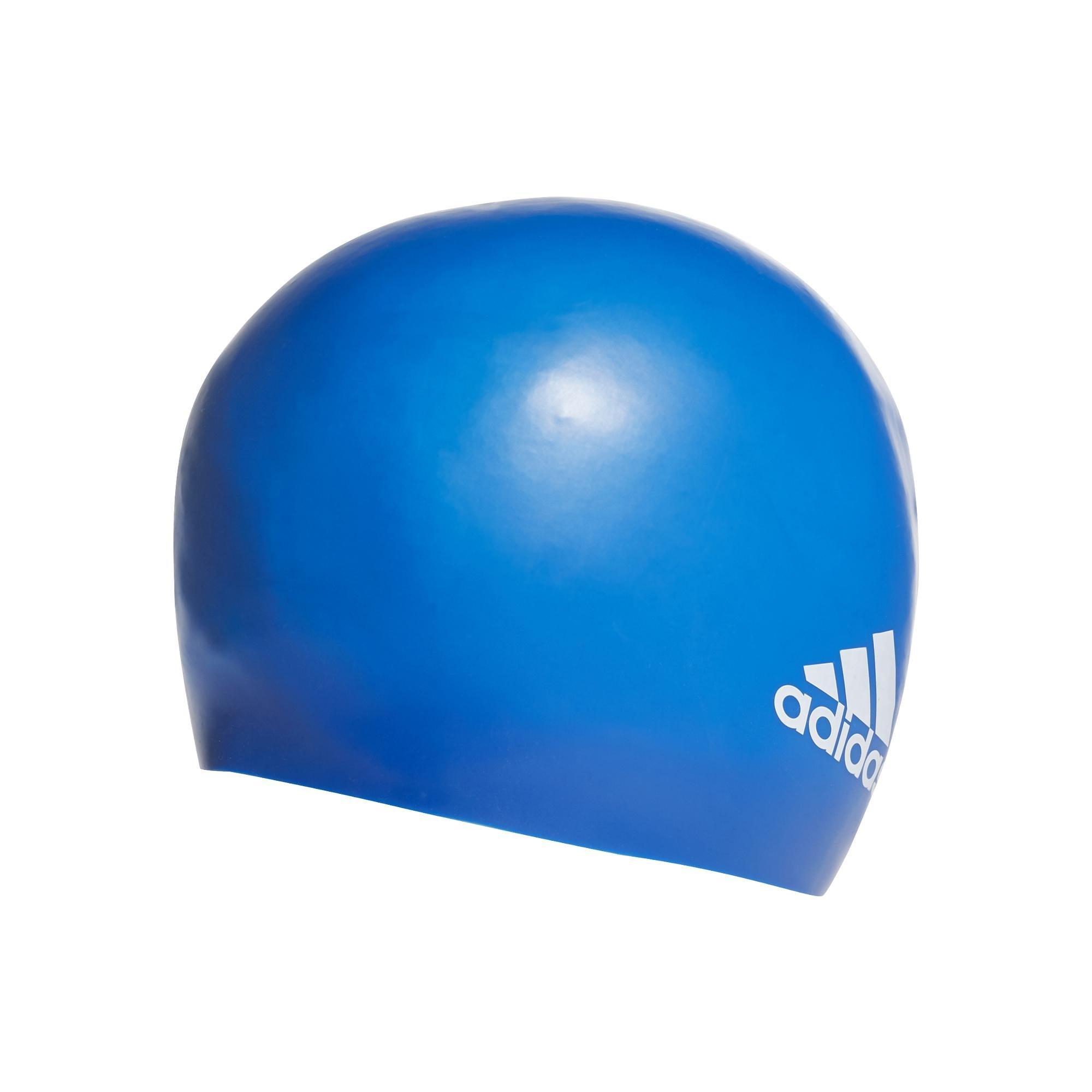 Unisex Silicone Logo Swim Cap, Blue, A901_ONE, large image number 2