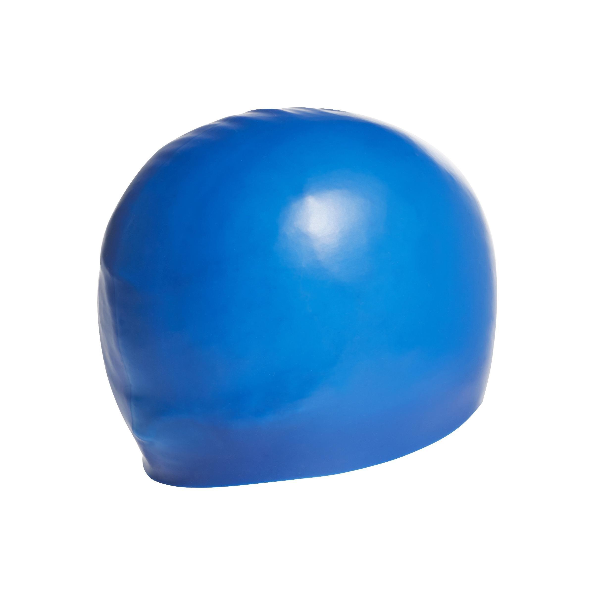 Unisex Silicone Logo Swim Cap, Blue, A901_ONE, large image number 4
