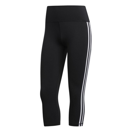 Women Believe This 2.0 3-Stripes 3/4 Leggings, Black, A901_ONE, large image number 2
