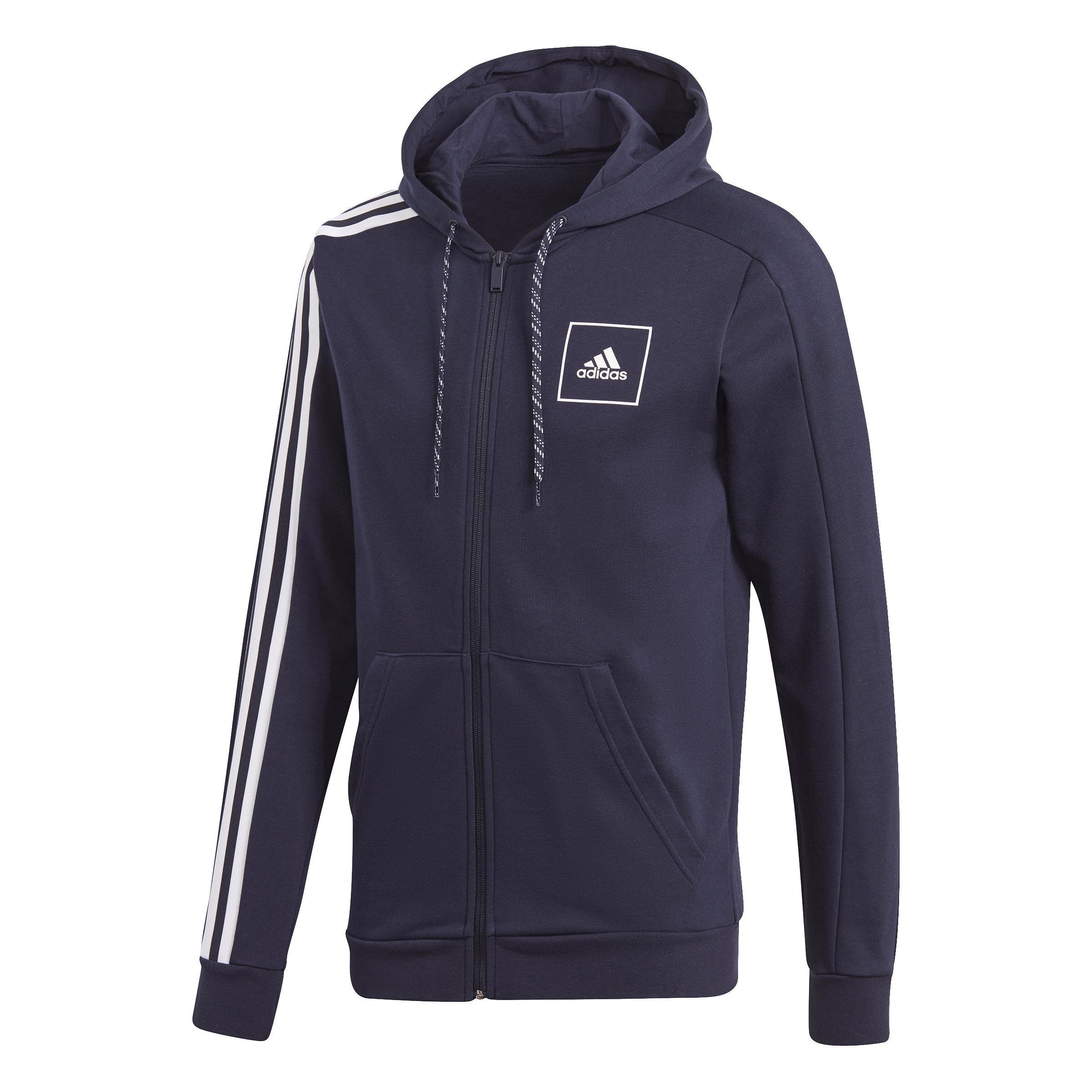 3-Stripes Tape Full-Zip Hoodie, Blue, A901_ONE, large image number 0