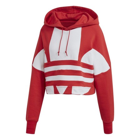 Women Cropped Large Logo Hoodie, Red, A901_ONE, large image number 0