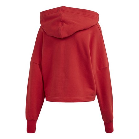 Women Cropped Large Logo Hoodie, Red, A901_ONE, large image number 1