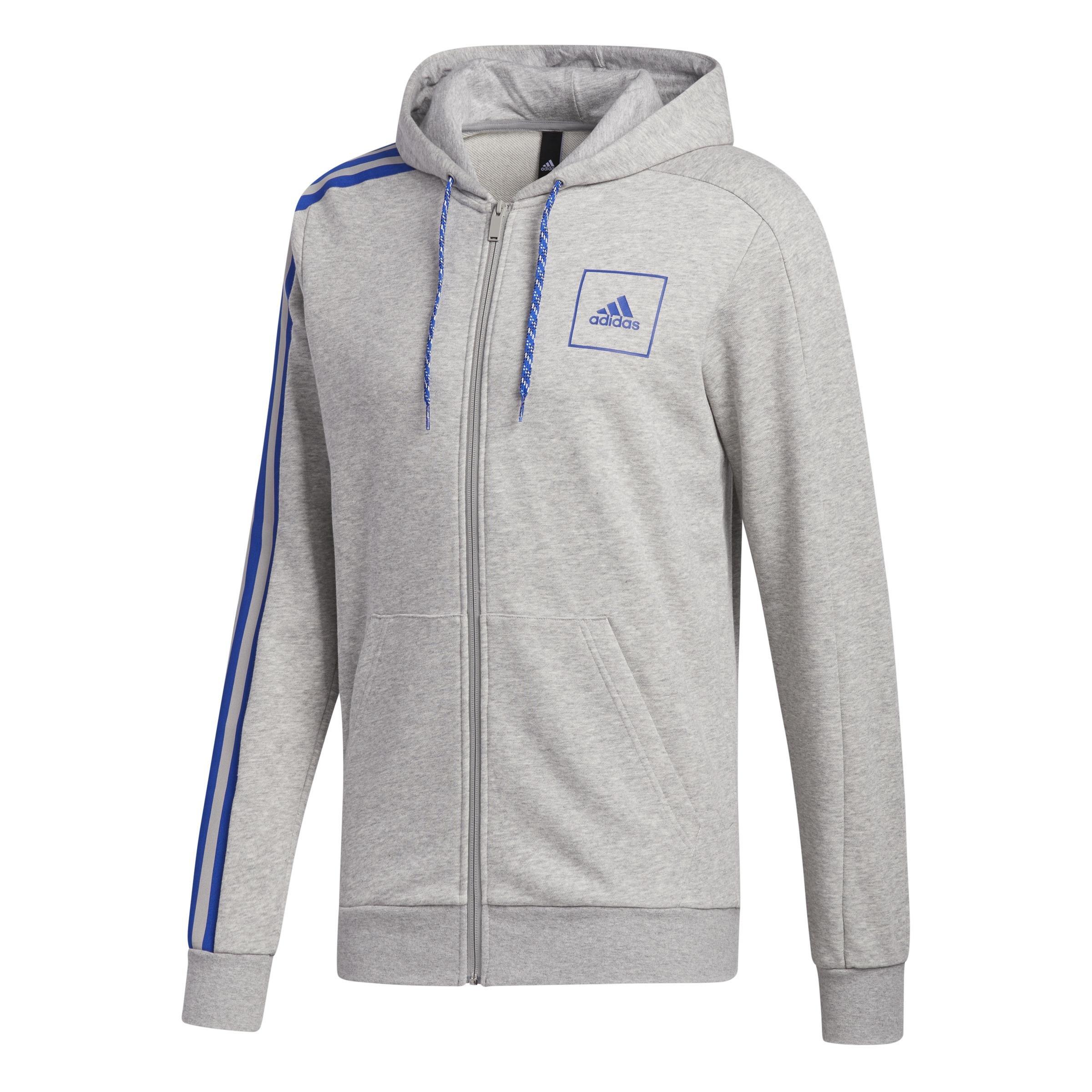 3-Stripes Tape Full-Zip Hoodie, Grey, A901_ONE, large image number 0