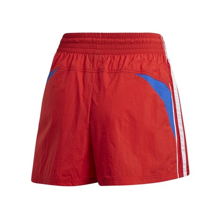 Women Colorblocked 3-Stripes Shorts, Red, A901_ONE, large image number 1