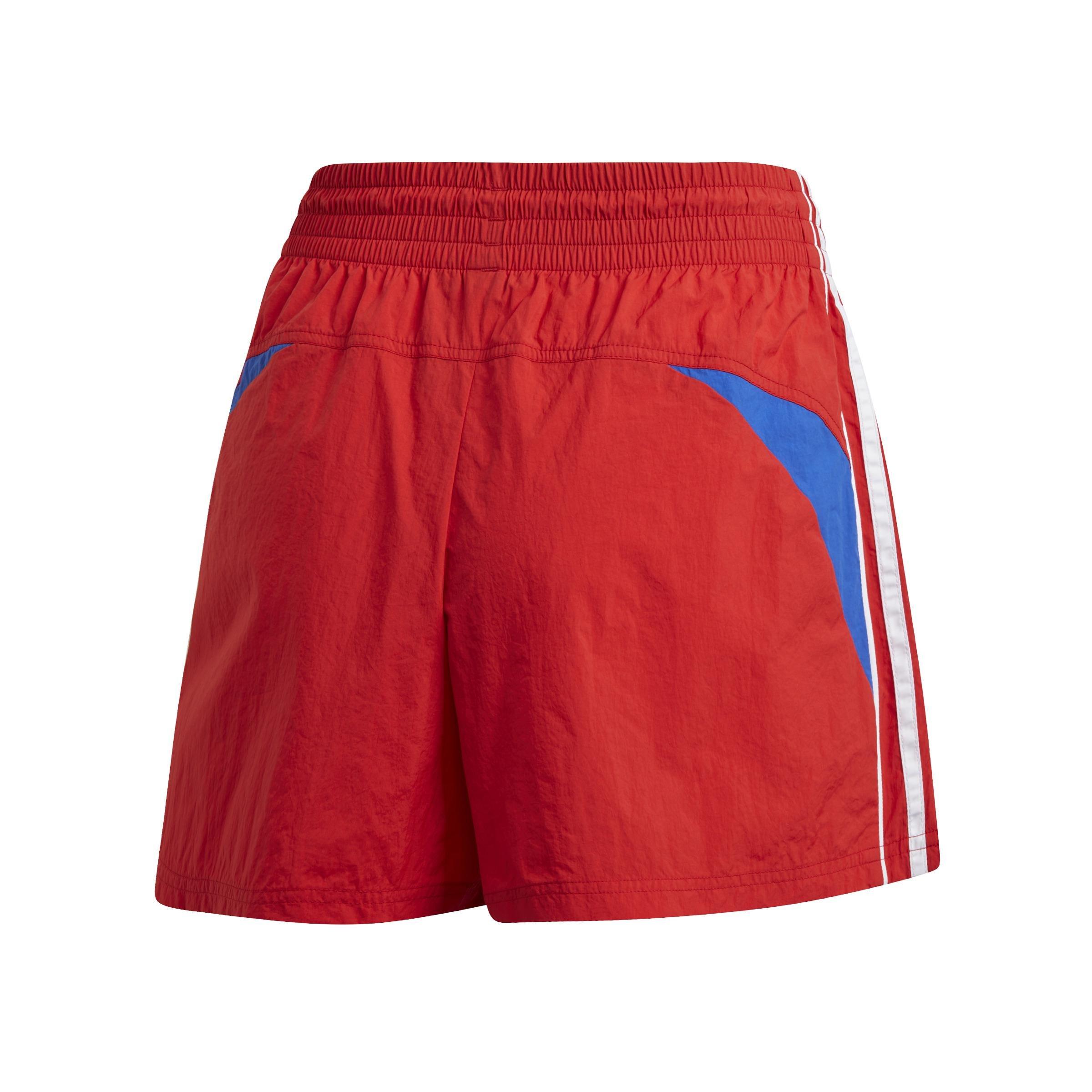 Women Colorblocked 3-Stripes Shorts, Red, A901_ONE, large image number 1