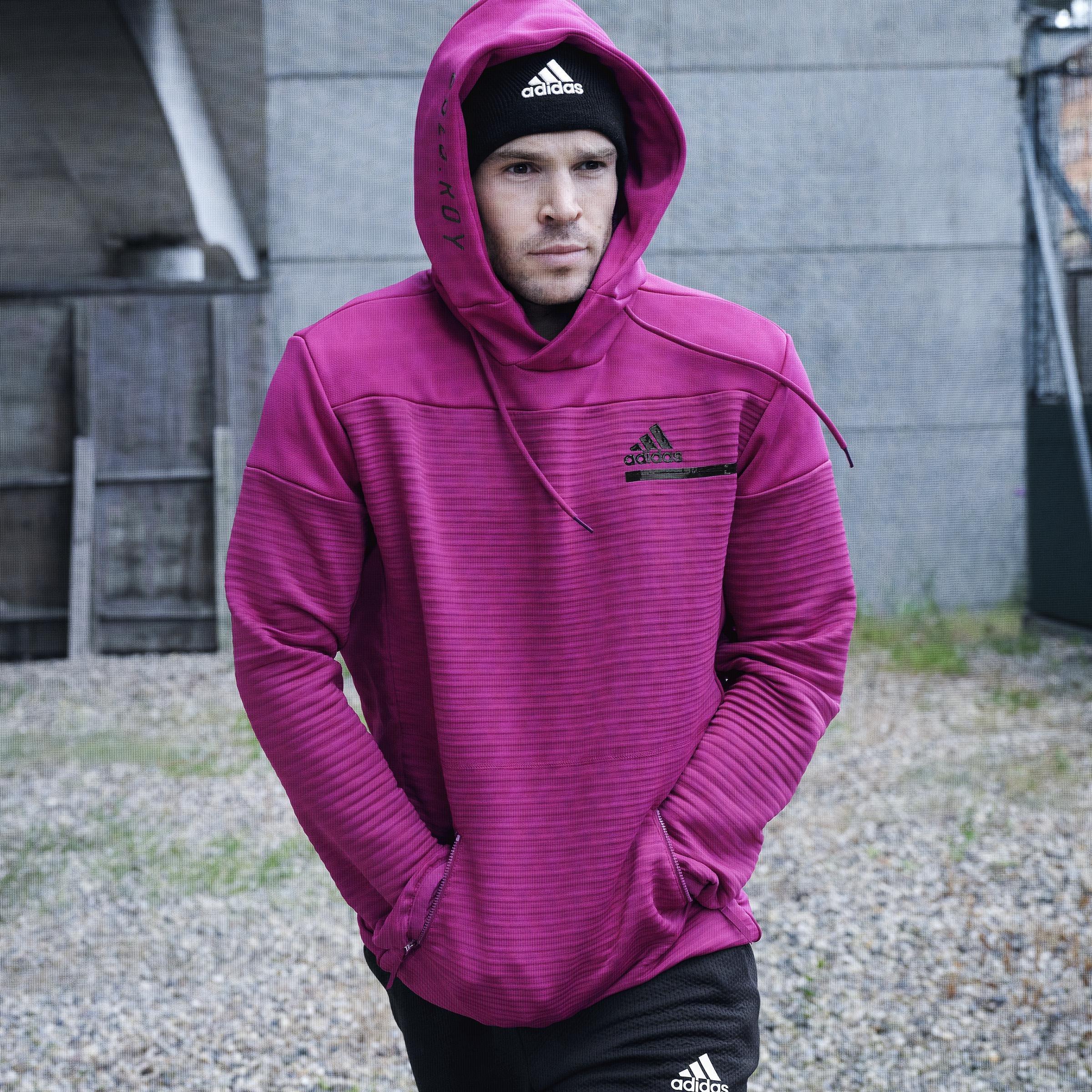 Men Adidas Z.N.E. Cold.Rdy Hoodie Sweatshirt, Pink, A901_ONE, large image number 3