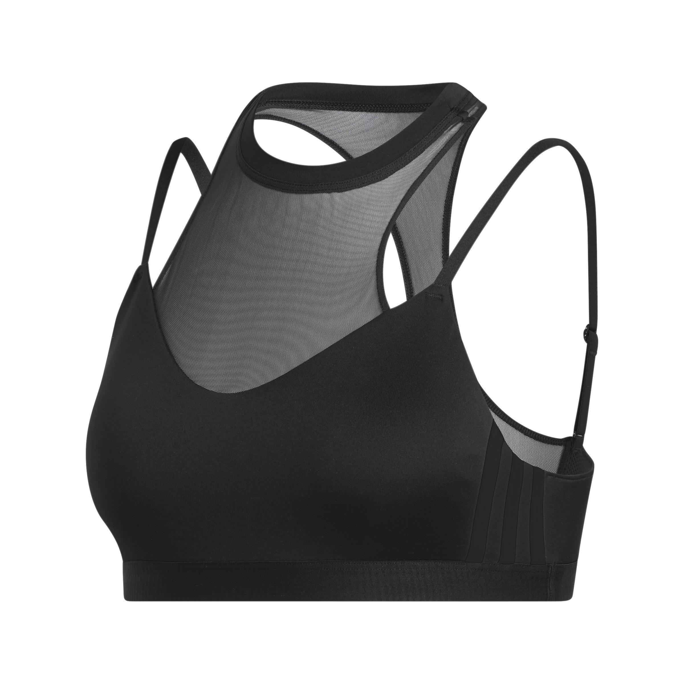 All Me 3-Stripes Mesh Sports Bra, Black, A901_ONE, large image number 0