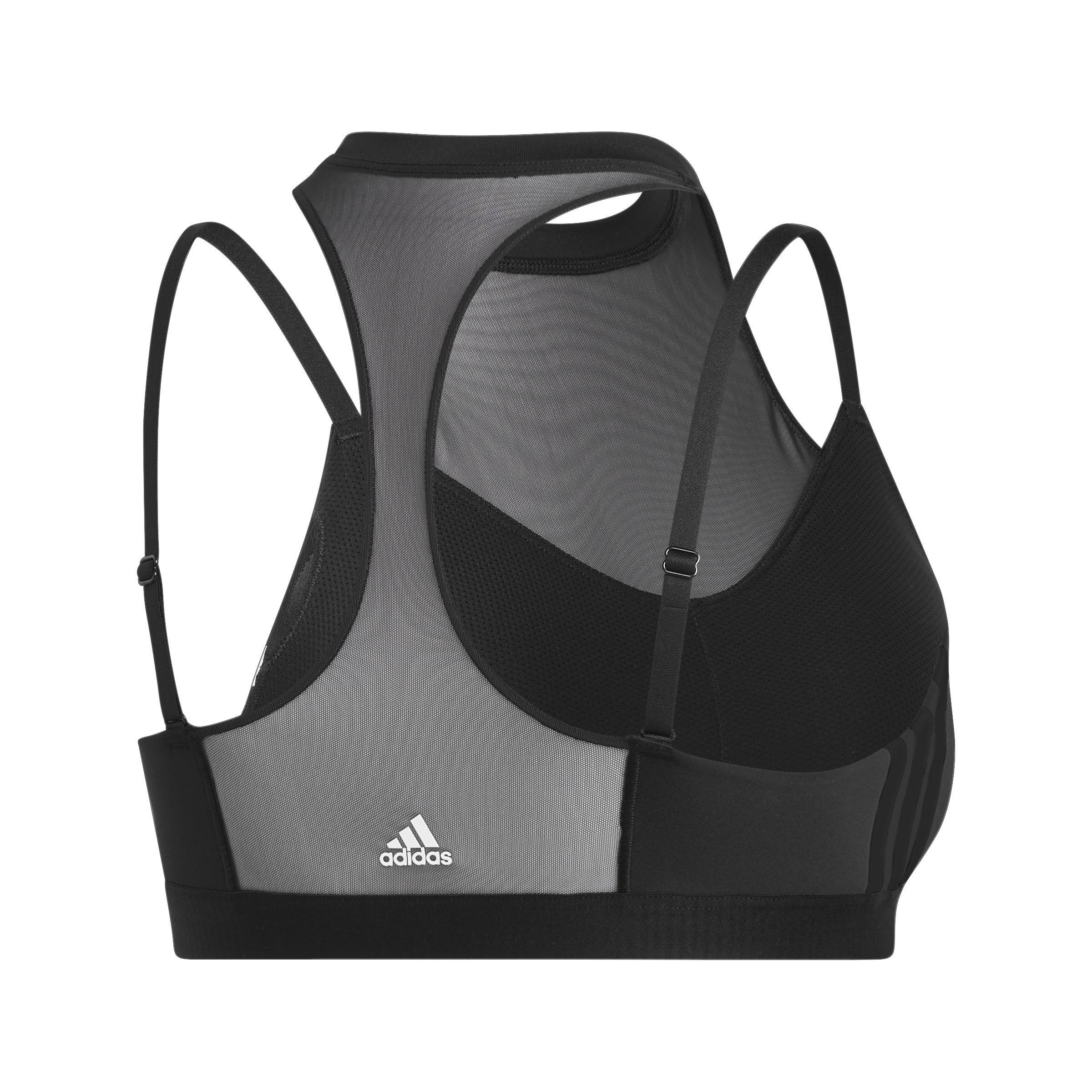 All Me 3-Stripes Mesh Sports Bra, Black, , large image number 1