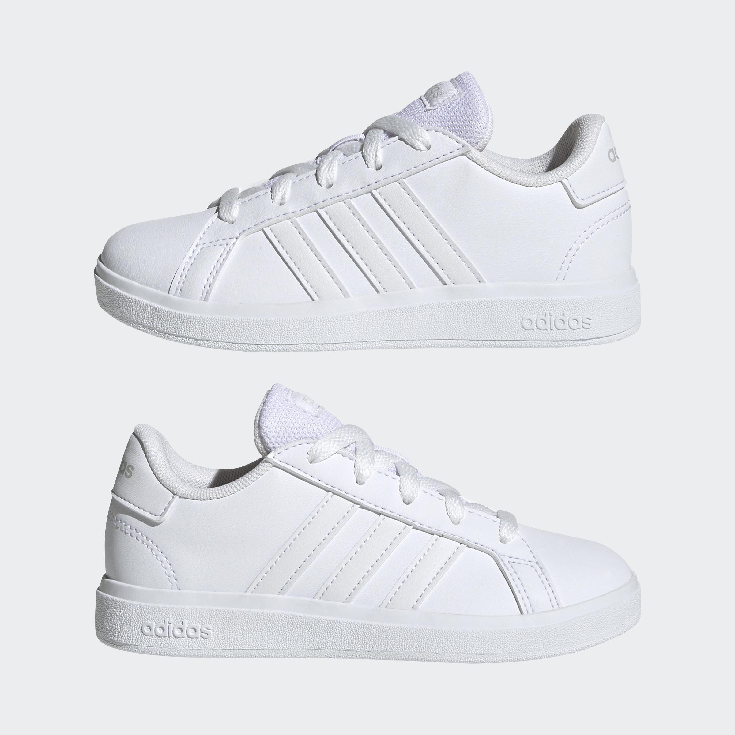 Kids Unisex Grand Court Lifestyle Tennis Lace-Up Shoes, White, A901_ONE, large image number 7