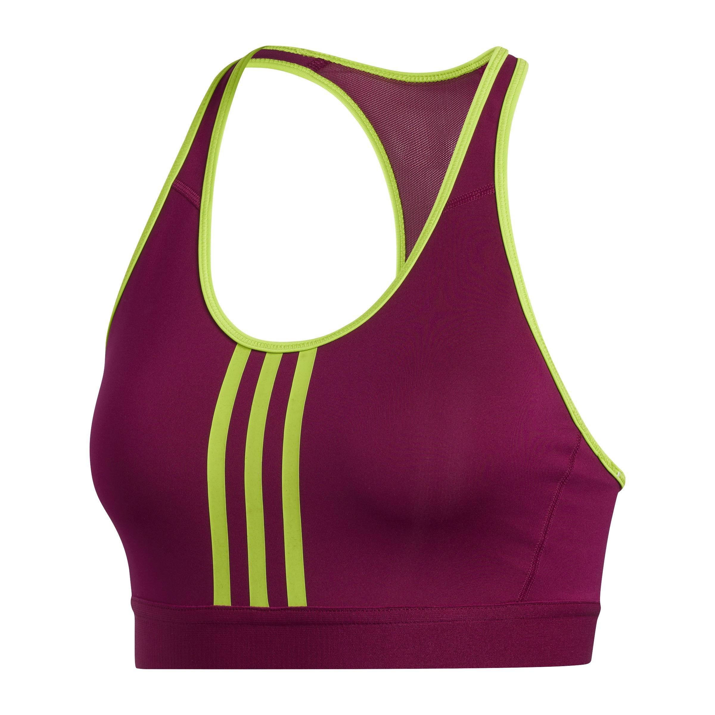 Dont Rest Alphaskin Padded 3-Stripes Bra, Pink, A901_ONE, large image number 0