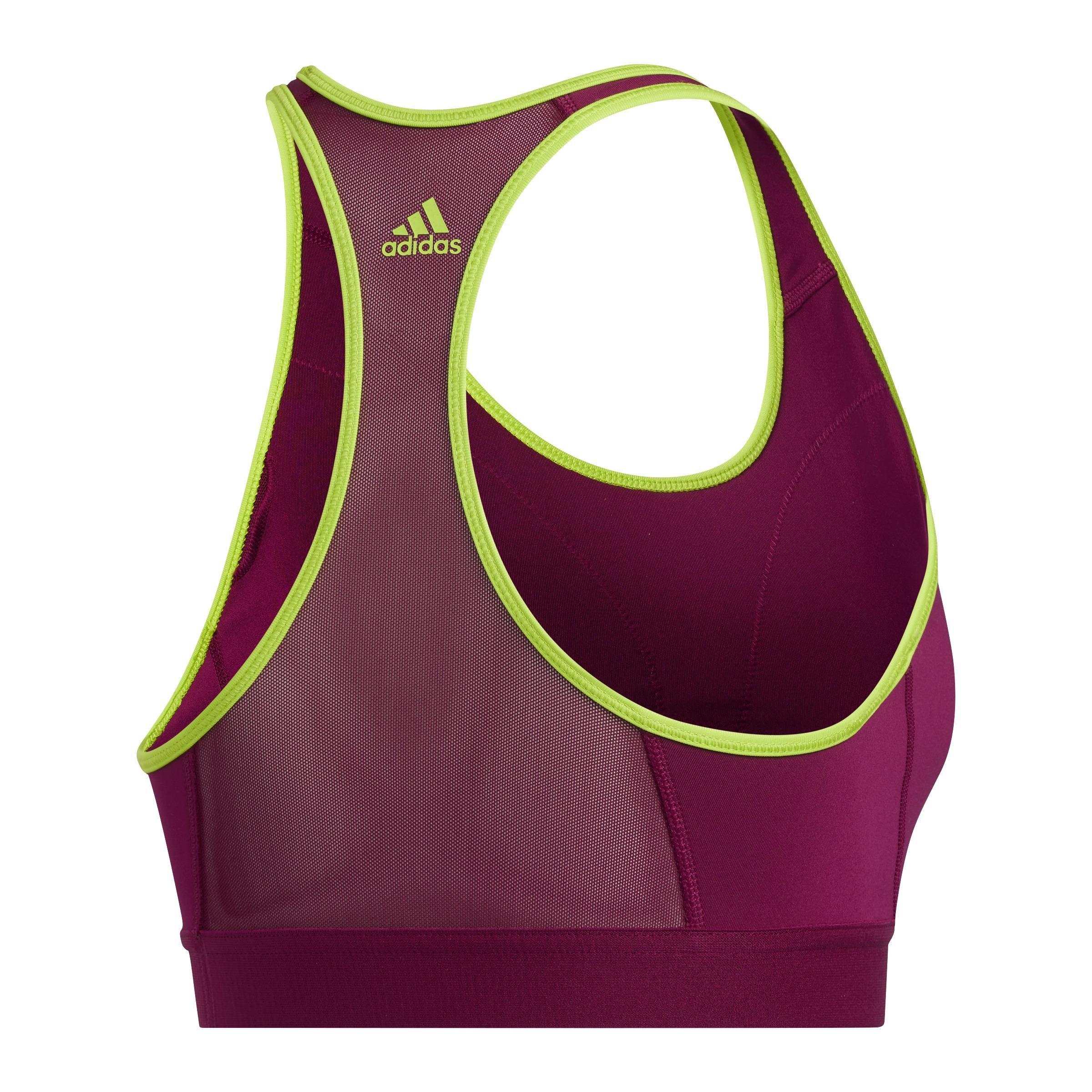 Dont Rest Alphaskin Padded 3-Stripes Bra, Pink, A901_ONE, large image number 1