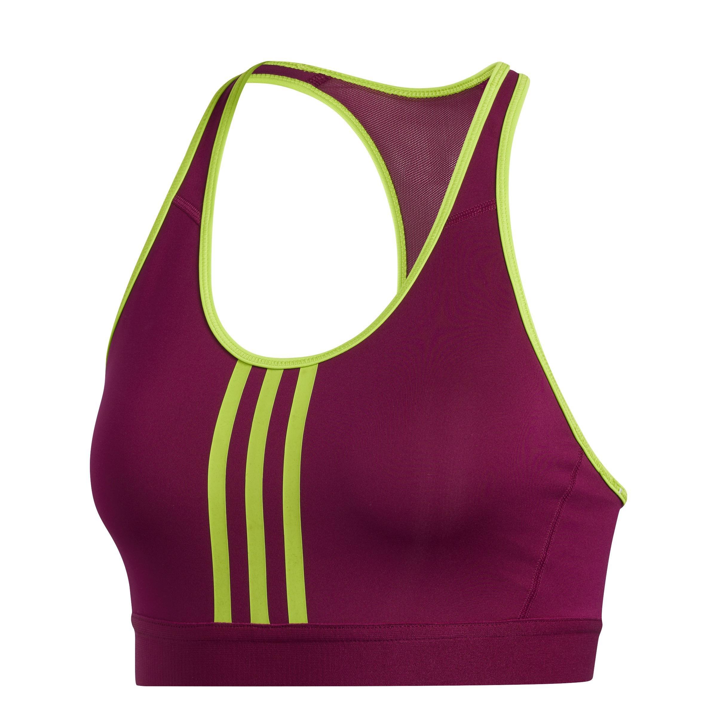 Dont Rest Alphaskin Padded 3-Stripes Bra, Pink, A901_ONE, large image number 2