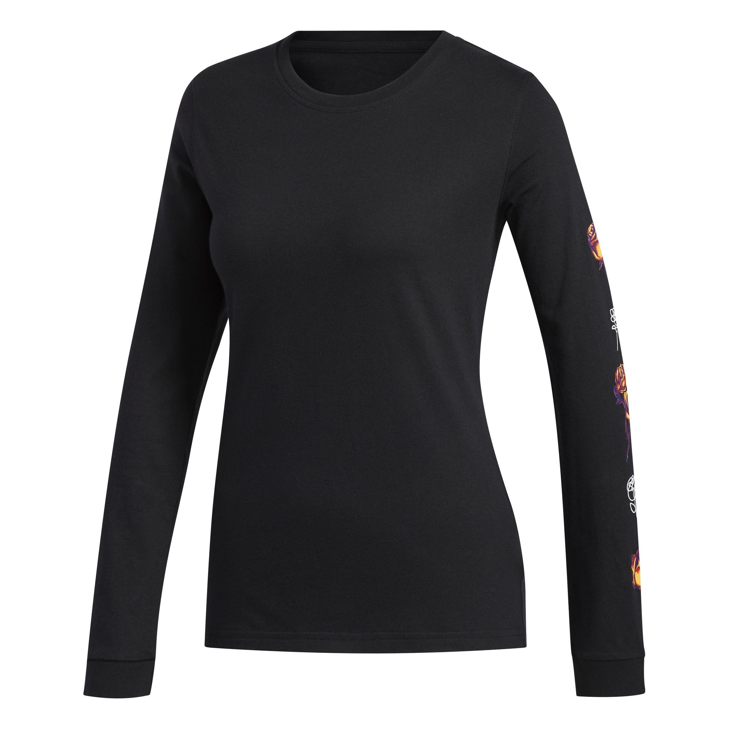 Floral Long Sleeve T-Shirt, Black, A901_ONE, large image number 0