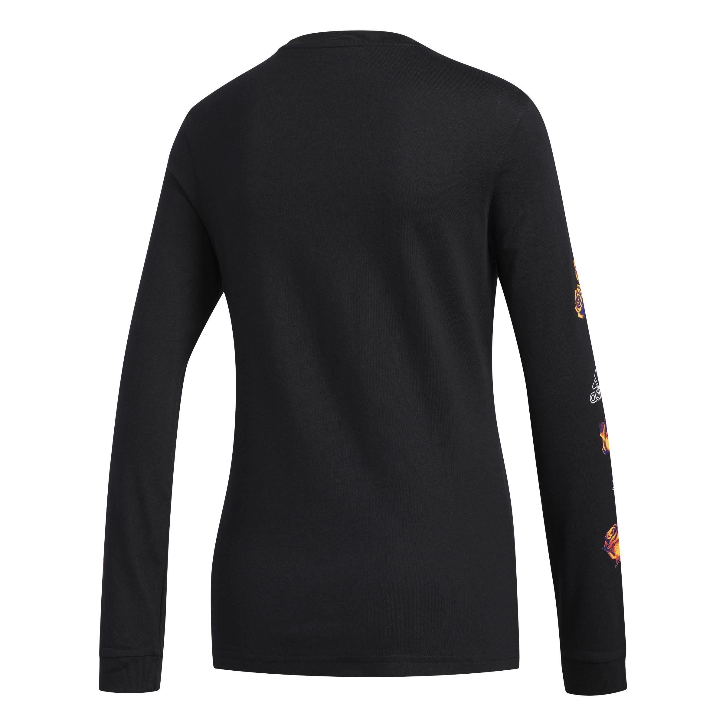 Floral Long Sleeve T-Shirt, Black, A901_ONE, large image number 1