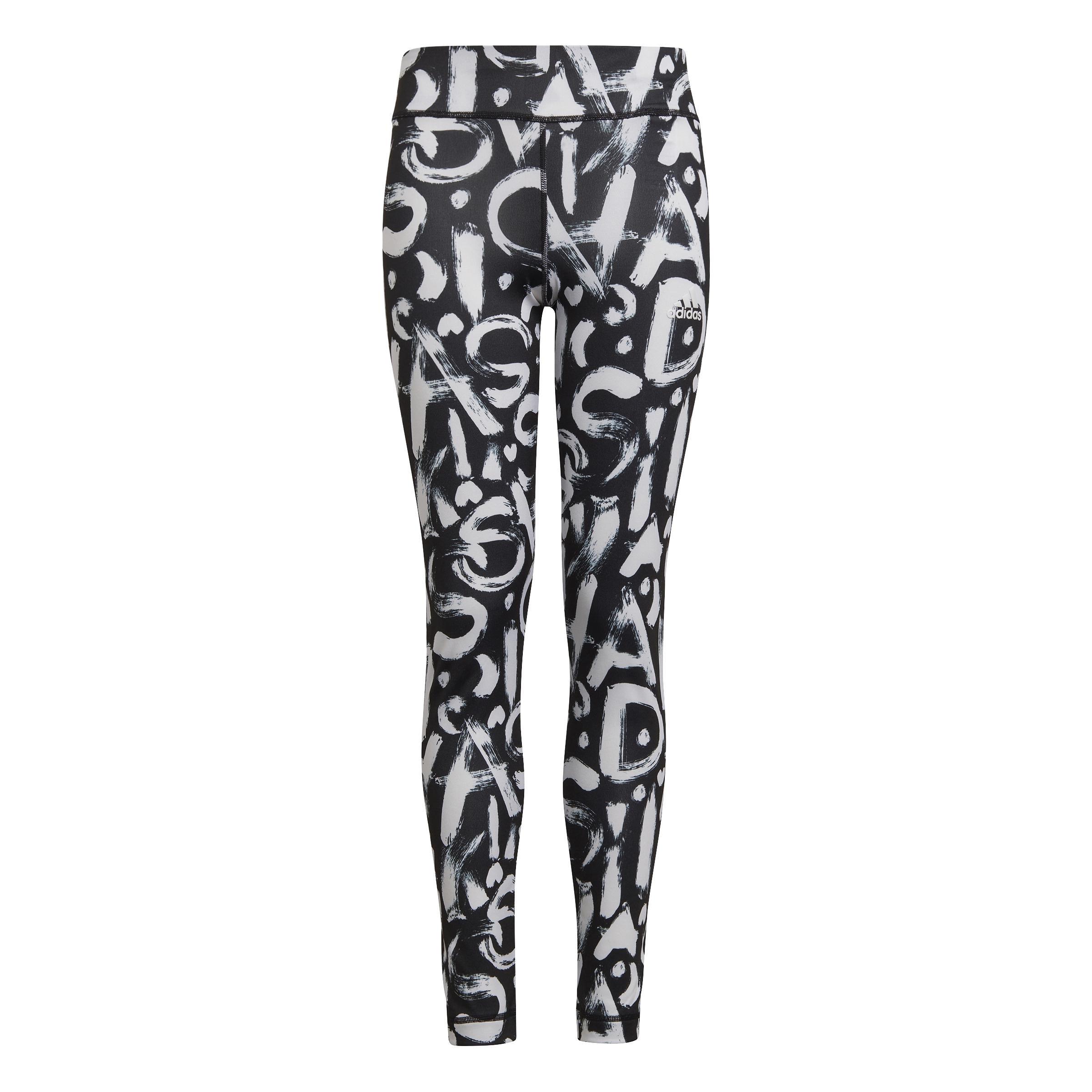 Kids Equip Aeroready Printed Leggings, Black, A901_ONE, large image number 0