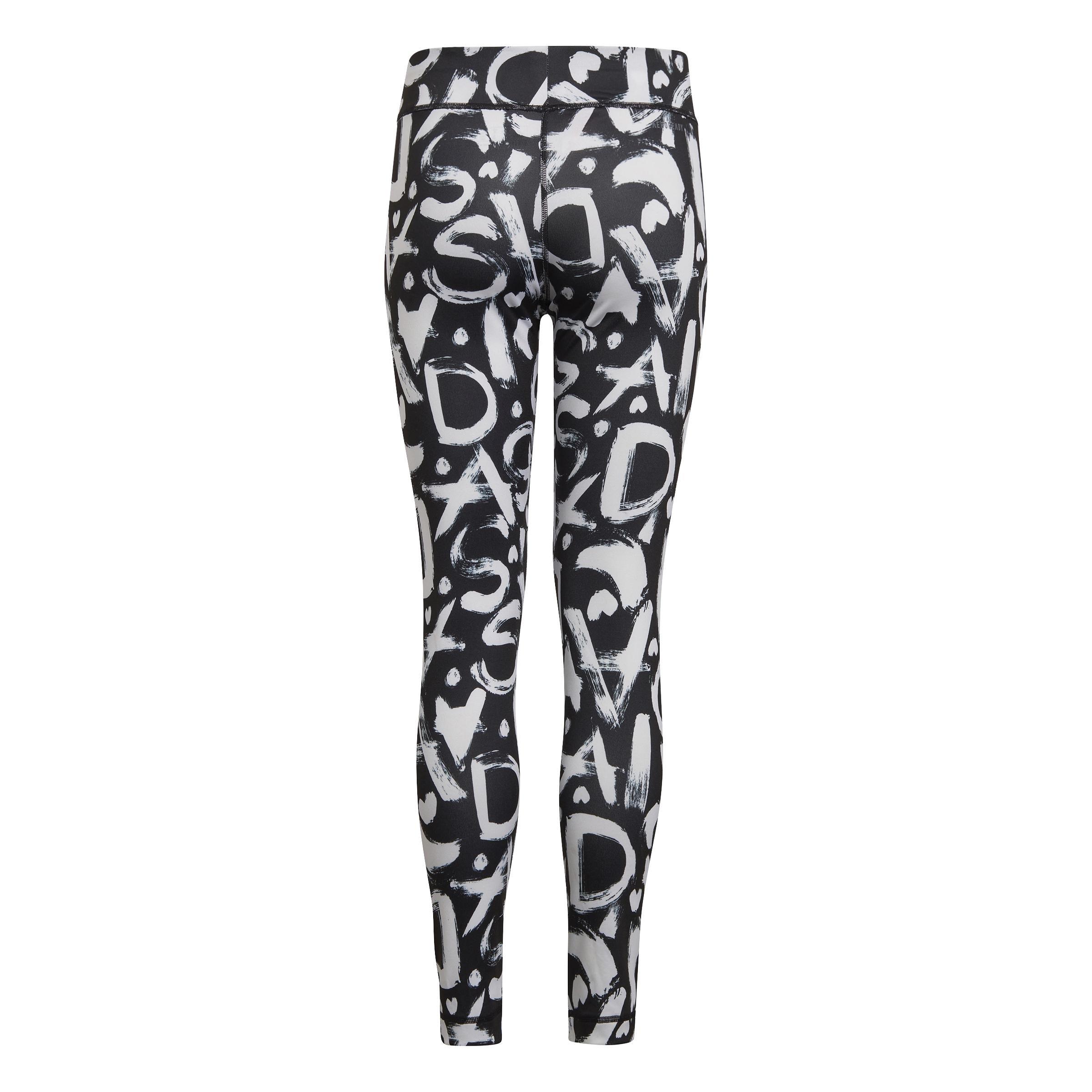 Kids Girls Equip Aeroready Printed Leggings, Black, A901_ONE, large image number 1