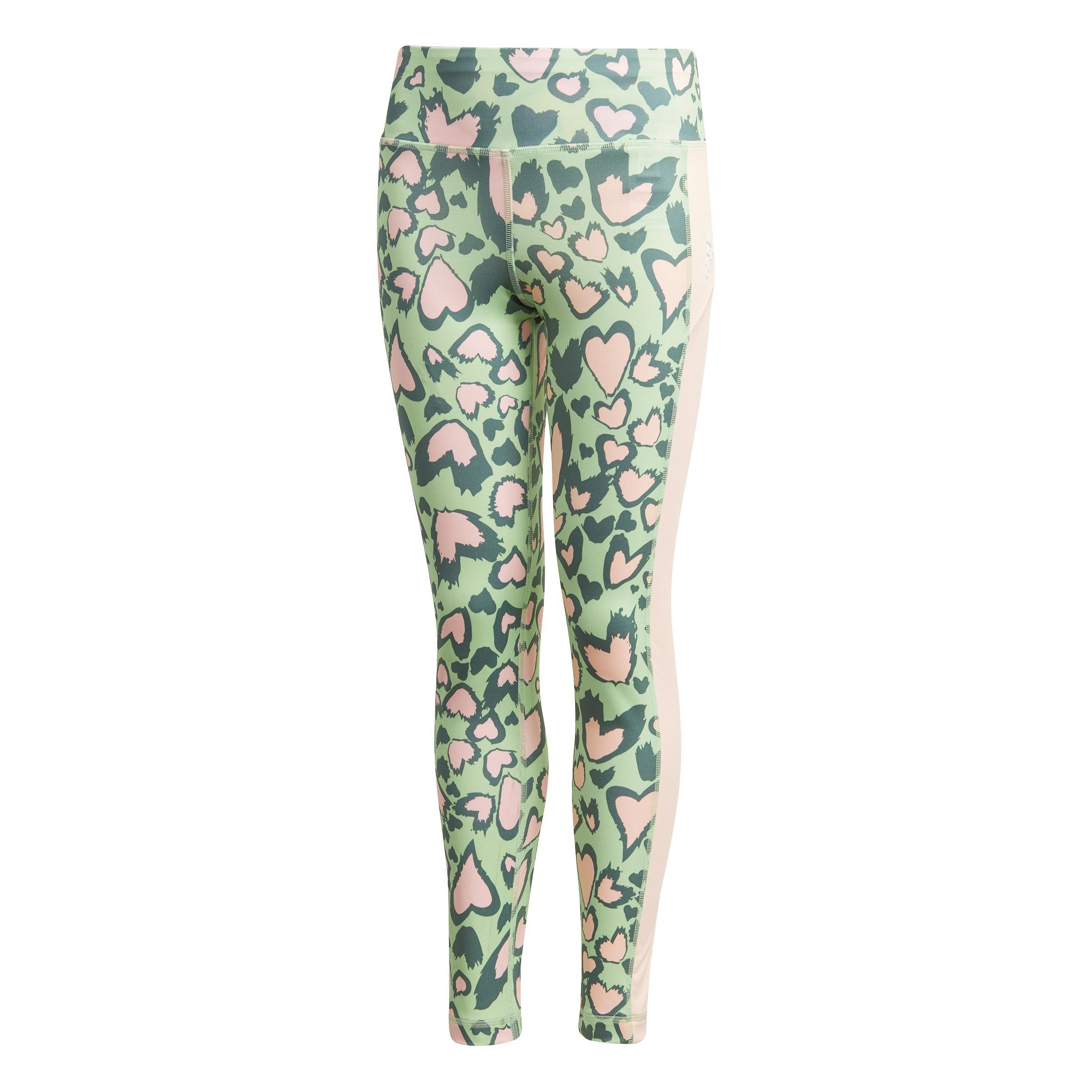 Kids Aeroready Printed Leggings, Green, A901_ONE, large image number 0