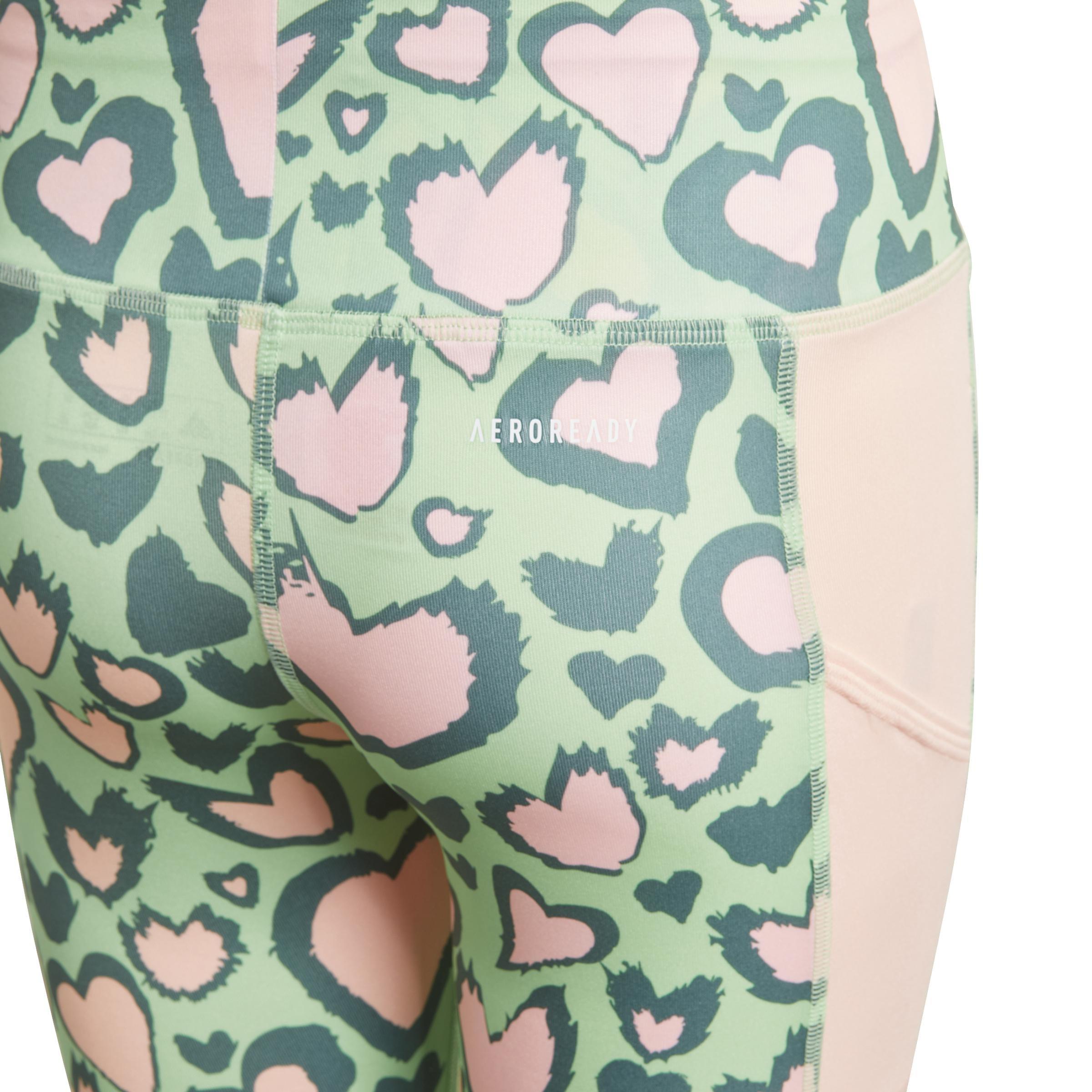 Kids Aeroready Printed Leggings, Green, A901_ONE, large image number 3