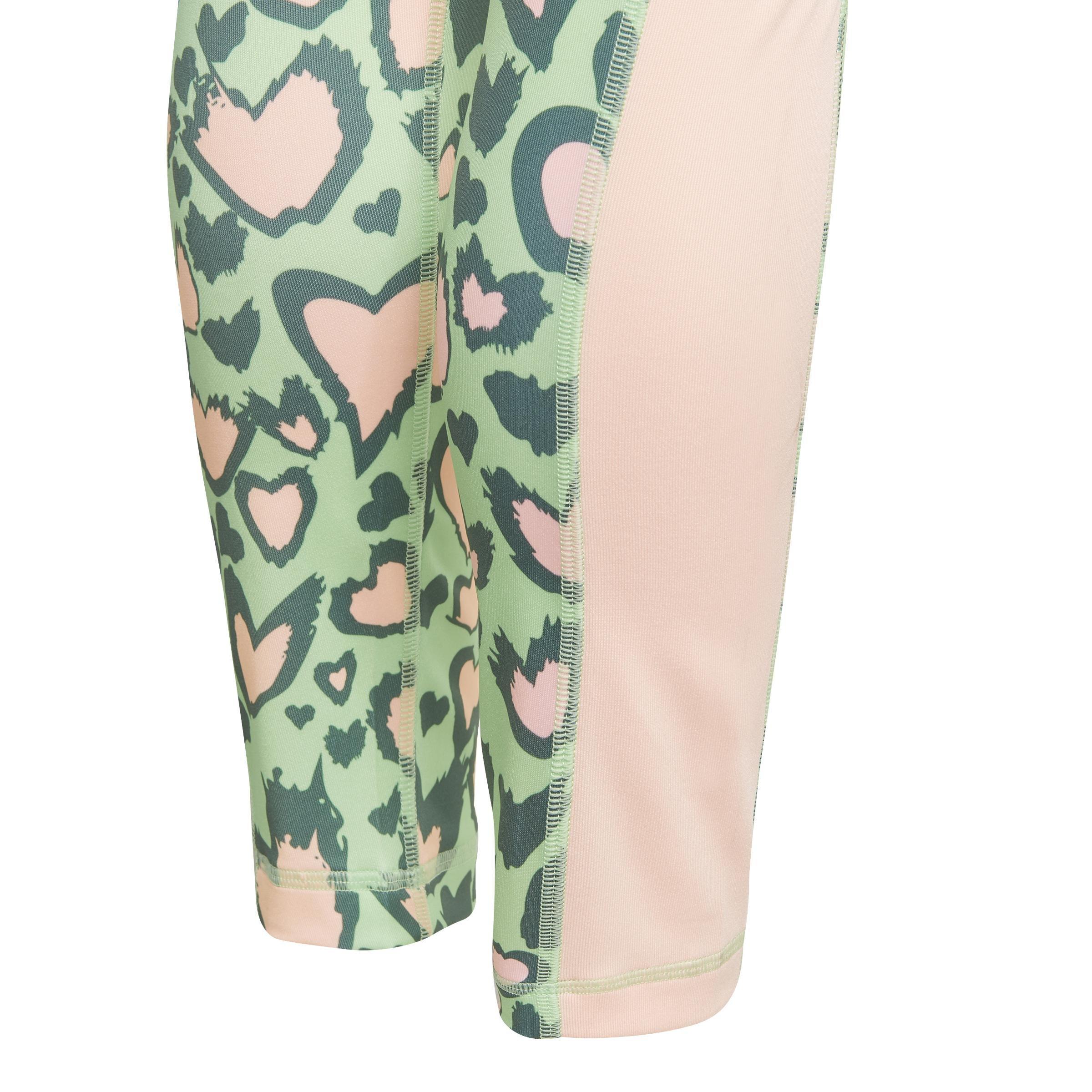 Kids Aeroready Printed Leggings, Green, A901_ONE, large image number 5