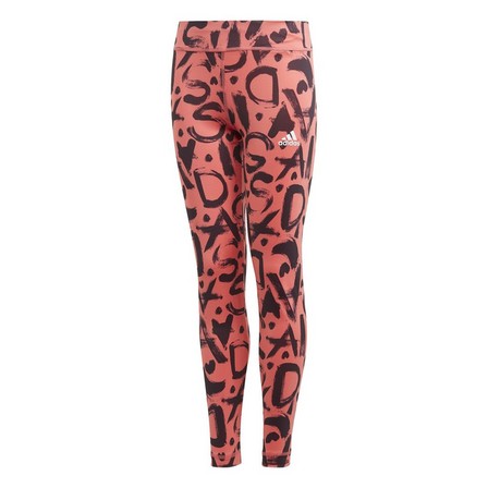 Kids Girls Equip Aeroready Printed Leggings, Red, A901_ONE, large image number 2