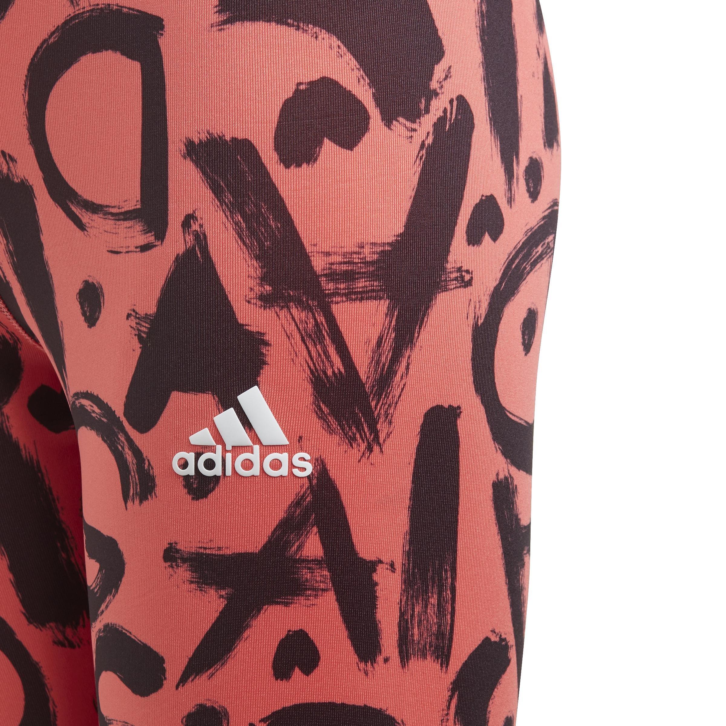 Kids Equip Aeroready Printed Leggings, Red, A901_ONE, large image number 4