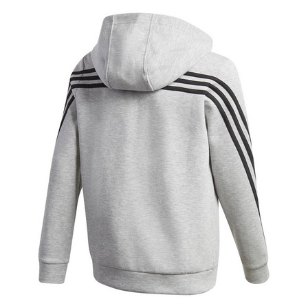 Kids Boys 3-Stripes Doubleknit Full-Zip Hoodie, Grey, A901_ONE, large image number 2