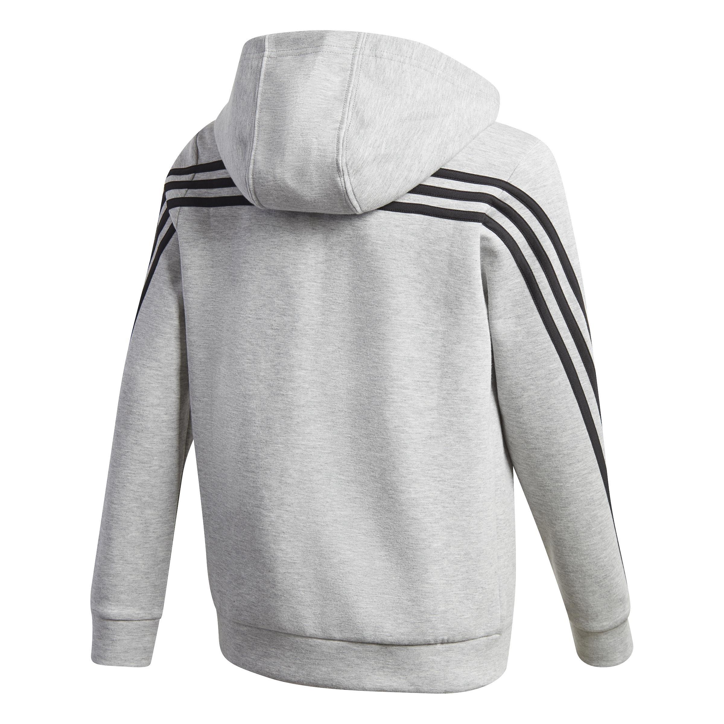 Kids 3-Stripes Doubleknit Full-Zip Hoodie, Grey, A901_ONE, large image number 2