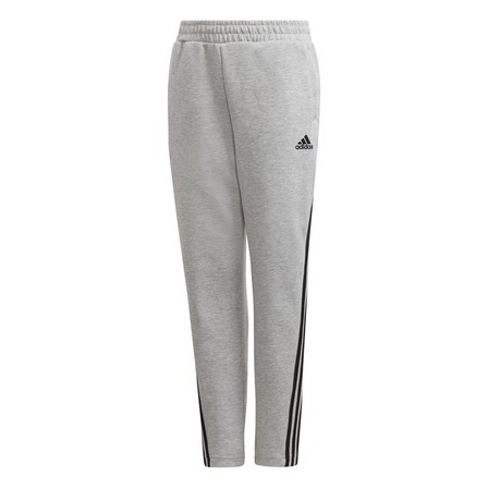 Kids Boys 3-Stripes Doubleknit Tapered Leg Tracksuit Bottoms, Grey, A901_ONE, large image number 0